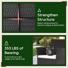 | 4-Piece Patio Furniture Set | Outdoor Wicker Furniture with Coffee Table | Modern Rattan Chairs Conversation Set | Outdoor Seating | Weather-Resistant | Black | for Porch, Garden, Lawn