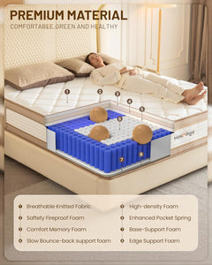 12 Inch Queen Mattress, Hybrid Medium Firm Memory Foam Mattress with Innerspring, Reinforced Edge Support, Cooling Gel Pillow Top, Pressure Relief & Motion Isolation, Bed in a Box, Full/King Size