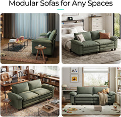 Sectionl Loveset Sof - 90'' Oversized Corduroy Cloud Couch Soft Modern Comfy Green Loveset Couch Deep Set Couches for Living Room Bedroom prtment Office, Green