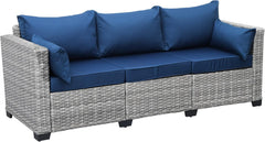 Outdoor Furniture Outdoor Couch Patio Furniture 3-Seat Sofa Deep Seat Hight Backrest with Waterproof Cover and Anti-Slip Cushions, Navy Blue