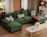 Sectional Couches for Living Room, U-Shaped Sofa Couch with Linen Fabric, 4 Seat Sofa Set with Double Chaise for Apartment (Fabric, Green)