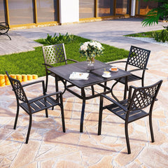 37 Inch Outdoor Dining Table Metal Steel Mesh Patio Dining Table Umbrella Table with 1.57" Umbrella Hole (Mesh)