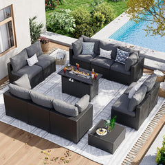 7 Piece Patio Furniture Set Wicker Rattan Patio Sectional Sofa Set Outdoor Seating Furniture with Thickened Cushion, Grey
