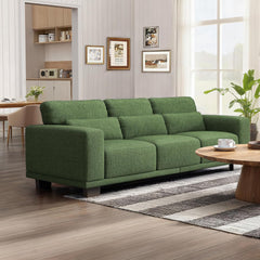 89" Sofa, 3 Seater Couch for Living Room, Modern Sofa with Deep Seats Supportive Cushion and Wide Armrests, Easy to Clean with Removable Covers, Linen Fabric, Beige