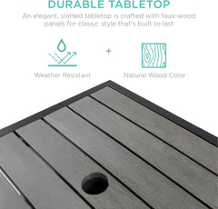 Wicker Side Table with Umbrella Hole, Square PE Rattan Outdoor End Table for Patio, Garden, Poolside, Deck W/Uv-Resistant Frame, Storage Space - Gray