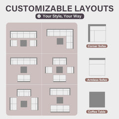 7-Piece Outdoor Patio Furniture Set – Handwoven All-Weather Rattan & 4” Thick Waterproof Cushions, Wicker Outdoor Conversation Sets with Coffee Table for Deck, Backyard, Garden