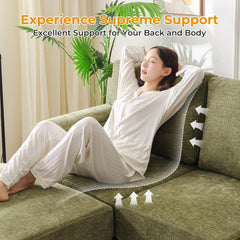 85" Sectional Couches with Storage Ottoman,L Shaped Couch with Armrest Organizer,3-Seater Sofa,Thick Cushions,Small Sofas for Living Room,Bedroom,Apartment,Chenille,Green