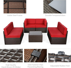 Outdoor Sectional Furniture Chair Set with Cushions and Coffee Table,Patio PE Rattan Wicker Sofa, 7 Piece