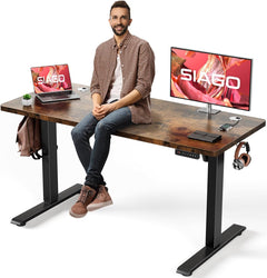 Electric Standing Desk Adjustable - 48 X 24 Inch Sit Stand up Desk with Cable Management - 3 Memory Preset Adjustable Height Table