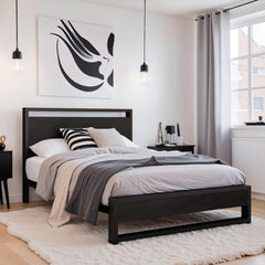 Full Size Bed Frame with Wooden Headboard,Heavy Duty Metal Slats Support Platform,No Box Spring Needed,Rustic Brown