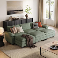 Sectionl Loveset Sof - 90'' Oversized Corduroy Cloud Couch Soft Modern Comfy Green Loveset Couch Deep Set Couches for Living Room Bedroom prtment Office, Green