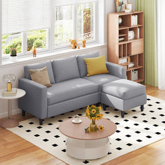 73.6" Modular Sectional Sofa, Comfy Cloud Couch with Movable Ottoman Deep Seat L Shaped Modular Sofa, Sectional Couches L Shaped Couch for Living Room and Apartment, Dark Grey