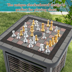 21.5 Inches Outdoor PE Rattan Side Table, All Weather Patio Square End Table with Resin Tabletop, Umbrella Hole, Metal Frame, Outdoor Coffee Table for Garden, Backyard, Balcony, Poolside