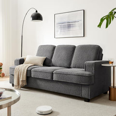 Couches for Living Room, 85” Cloud Couch in Soft Teddy Fleece, Removable Cover, Easy Assembly, Modern Sofa for Living Room/Bedroom/Office/Apartment, Beige