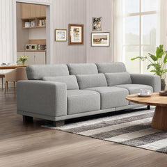 89" Sofa, 3 Seater Couch for Living Room, Modern Sofa with Deep Seats Supportive Cushion and Wide Armrests, Easy to Clean with Removable Covers, Linen Fabric, Beige