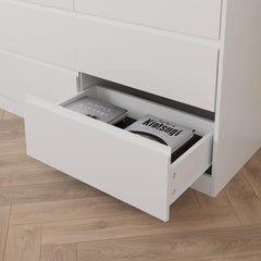 70.9” Dresser for Bedroom with 9 Drawers, Large Modern Chest of Drawers with Deep Drawers, Wide Double Dresser Handle Free, Storage Organizer for Bedroom, Living Room, Hallway (White)