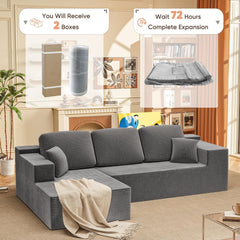 108" Modular Sectional Sofa with L-Shaped Chaise, Upholstered Cloud Couch with Deep Seat, No Assembly Required for Living Room or Bedroom (Grey Corduroy)