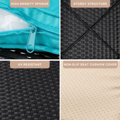 7 Piece Outdoor Patio Furniture Set, PE Rattan Conversation Sofa Set, Wicker Sectional Sofa Set with Cushions Couch Set & Coffee Table for Outside, Garden, Balcony, Light Blue