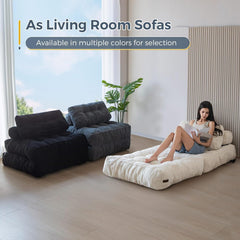 Folding Sofa Bed, Convertible Sleeper Chair with Pillow Foldable Mattress with Back Support, Portable Fold Out Chair Bed Comfy Floor Sofa Lounge for Living Room Bedroom, Dark Grey, Single