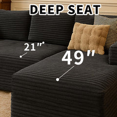 Cloud Sectional Couch with L-Shape Chaise Modern Modular Sofa with Deep Seat Modern Comfy Furniture Bedroom Lounge Dorm Office Apartment Home (Black, Left Facing Chaise)