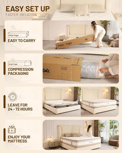 12 Inch Queen Mattress, Hybrid Medium Firm Memory Foam Mattress with Innerspring, Reinforced Edge Support, Cooling Gel Pillow Top, Pressure Relief & Motion Isolation, Bed in a Box, Full/King Size