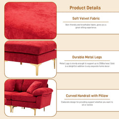 U Shaped Sectional Sofa Couch, 114" Convertible L Shaped Sofa with Chaise Lounge & Ottoman, Modern Oversized Modular 4 Seat Sleeper Sofa Set for Living Room Office, Red Velvet