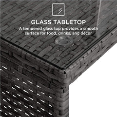 4-Piece Outdoor Wicker Patio Conversation Furniture Set for Backyard W/Coffee Table, Seat Cushions - Gray/Cream