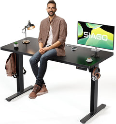 Electric Standing Desk Adjustable - 48 X 24 Inch Sit Stand up Desk with Cable Management - 3 Memory Preset Adjustable Height Table