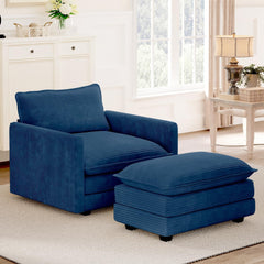 Oversized Modular Sectional Sofa with Movable Ottoman, 112 Inch 4 Seat Modern Corduroy Sofa Set, Convertible L Shaped Couch for Living Room and Office, Beige