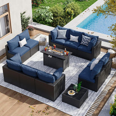 7 Piece Patio Furniture Set Wicker Rattan Patio Sectional Sofa Set Outdoor Seating Furniture with Thickened Cushion, Grey
