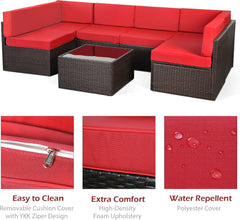 Outdoor Sectional Furniture Chair Set with Cushions and Coffee Table,Patio PE Rattan Wicker Sofa, 7 Piece