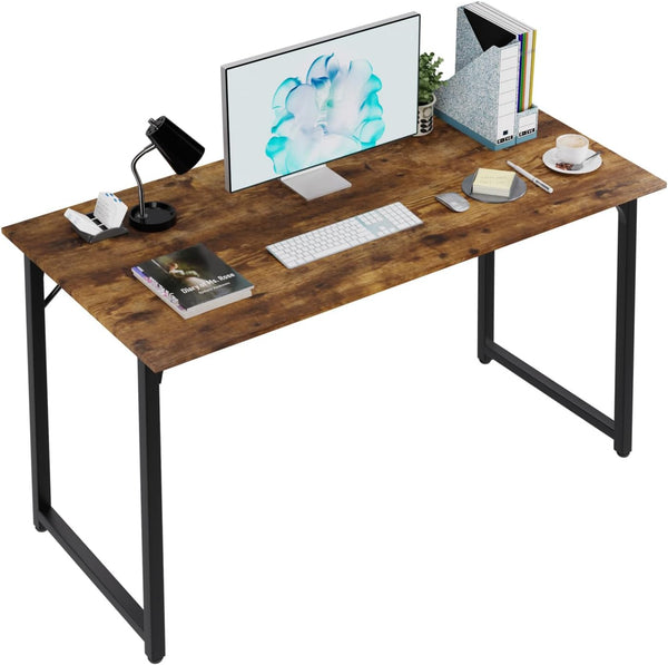 32/39/47 Inch Computer Desk Study Writing Table, Adjustable Feet, Modern Furniture for Home Office (1, Brown, 47 Inch)