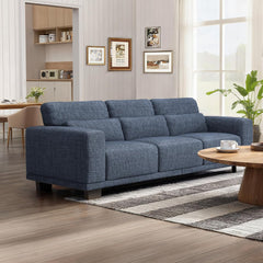 89" Sofa, 3 Seater Couch for Living Room, Modern Sofa with Deep Seats Supportive Cushion and Wide Armrests, Easy to Clean with Removable Covers, Linen Fabric, Beige