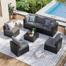 7 Piece Patio Furniture Set Wicker Rattan Patio Sectional Sofa Set Outdoor Seating Furniture with Thickened Cushion, Grey