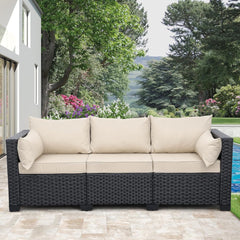 Outdoor Furniture Outdoor Couch Patio Furniture 3-Seat Sofa Deep Seat Hight Backrest with Waterproof Cover and Anti-Slip Cushions, Navy Blue