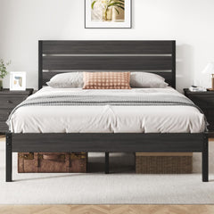 Queen Bed Frame with Headboard and Footboard, with under Bed Storage, All-Metal Support System, No Box Spring Needed, Easy Assembly,Rustic Brown