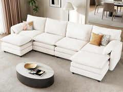 108" Modular Sectional Sofa with Movable Ottoman, Modern L Shaped Couch with Pillow-Armrest, Velvet 4 Deep Seat Cloud Couch for Living Room Apartment Office, Green