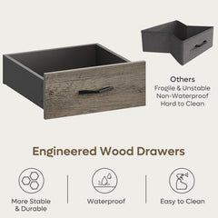 59” Executive Desk with 2 Drawers, Computer Desk with Storage Cabinet, Industrial Wood Desk with File Drawer, Keyboard Tray & 2 Pedestals for Home Office & Studio, Gray