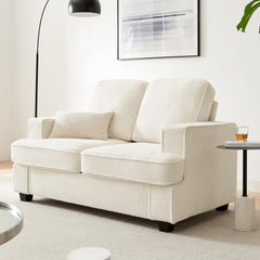 Couches for Living Room, 85” Cloud Couch in Soft Teddy Fleece, Removable Cover, Easy Assembly, Modern Sofa for Living Room/Bedroom/Office/Apartment, Beige