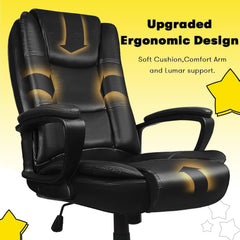 Home Office Chair, 400LBS Big and Tall Computer Chair Heavy Duty Design, Ergonomic High Back Cushion Lumbar Back Support, Adjustable Executive Leather with Armrest