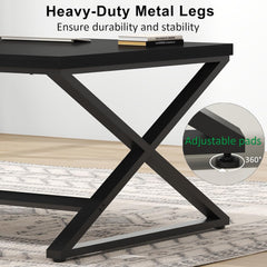 Large Black Computer Desk, 70.8” Long Writing Desk for Home Office, Modern Simple Executive Work Study Desk for Two Person, Wood Double PC Gaming Workstation Computer Table for Bedroom, Black Oak