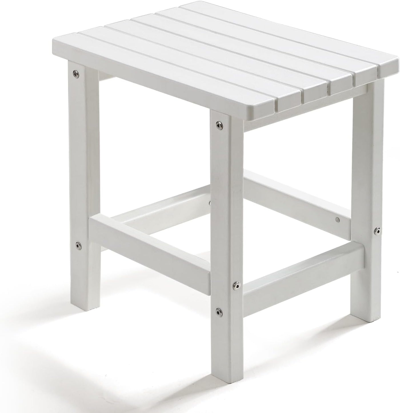 Adirondack Square Side Table, HDPE Outdoor Side Tables, Weather Resistant End Table for Patio, Backyard, Pool, Indoor Companion, Beach, Easy Maintenance (White)