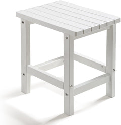 Adirondack Square Side Table, HDPE Outdoor Side Tables, Weather Resistant End Table for Patio, Backyard, Pool, Indoor Companion, Beach, Easy Maintenance (White)
