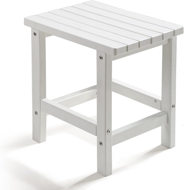 Adirondack Square Side Table, HDPE Outdoor Side Tables, Weather Resistant End Table for Patio, Backyard, Pool, Indoor Companion, Beach, Easy Maintenance (White)