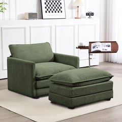 Oversized Modular Sectional Sofa with Movable Ottoman, 112 Inch 4 Seat Modern Corduroy Sofa Set, Convertible L Shaped Couch for Living Room and Office, Beige