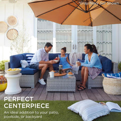 7-Piece Modular Outdoor Sectional Wicker Patio Conversation Set W/ 2 Pillows, Coffee Table, Cover Included - Gray/Cream