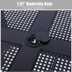 37 Inch Outdoor Dining Table Metal Steel Mesh Patio Dining Table Umbrella Table with 1.57" Umbrella Hole (Mesh)