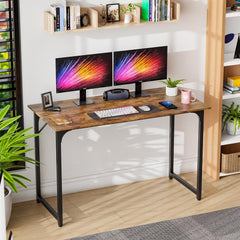 32/39/47 Inch Computer Desk Study Writing Table, Adjustable Feet, Modern Furniture for Home Office (1, Brown, 47 Inch)