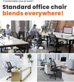 Office Desk Computer Chair Ergonomic Mesh Gaming Mid Back Seat with Comfy Lumbar Support Adjustable Height Swivel for Home Task (Black)