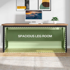 63 Inches Executive Desk and 47" Lateral File Cabinet, L-Shaped Computer Desk Home Office Business Furniture with Drawers and Storage Shelves, Office Table,Brown and Black